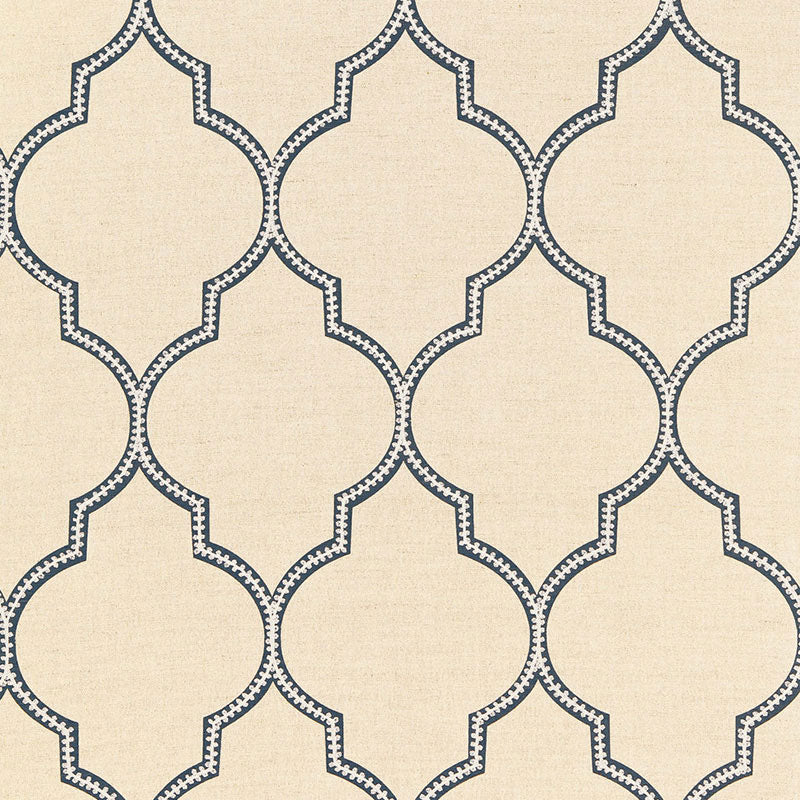 Algiers Embroidery fabric in indigo color - pattern number 67330 - by Schumacher in the Au Naturel collection
