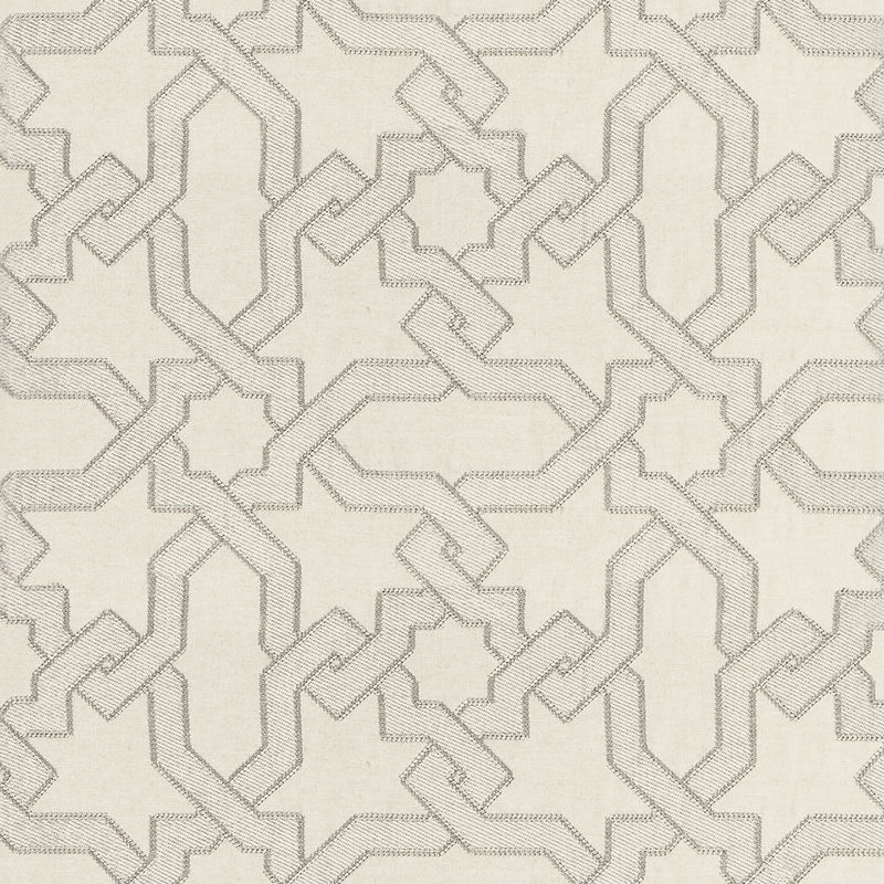 Cordoba Embroidery fabric in pearl color - pattern number 67572 - by Schumacher in the Au Naturel collection