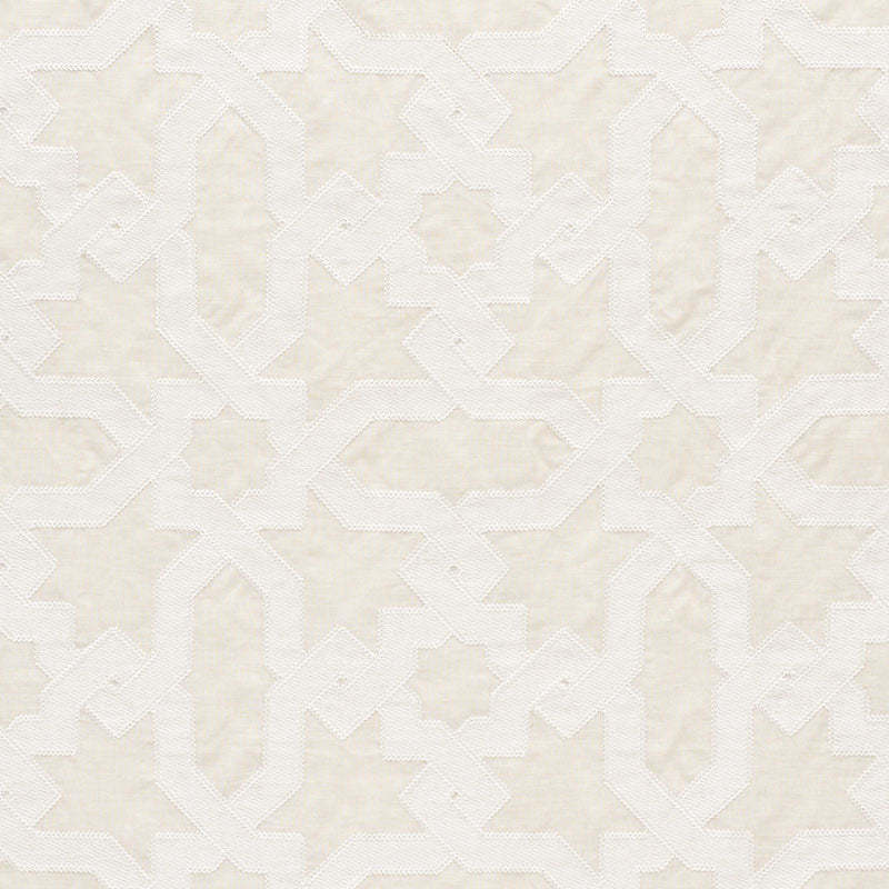 Cordoba Embroidery fabric in linen color - pattern number 67574 - by Schumacher in the Au Naturel collection