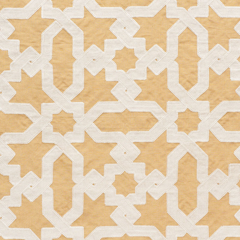Cordoba Embroidery fabric in ochre color - pattern number 67575 - by Schumacher in the Au Naturel collection