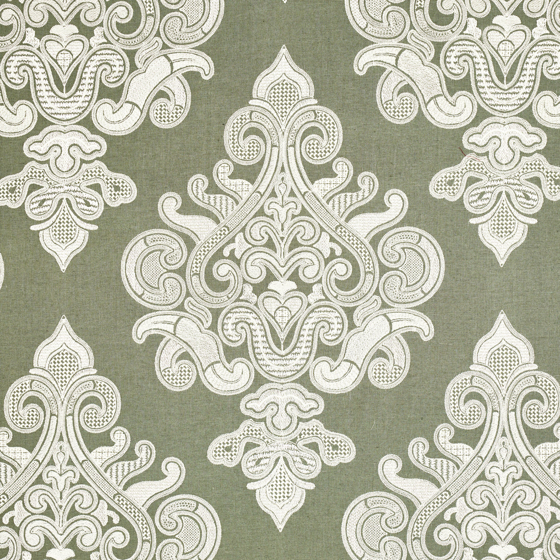 Angkor Embroidery fabric in peat color - pattern number 67580 - by Schumacher in the Au Naturel collection