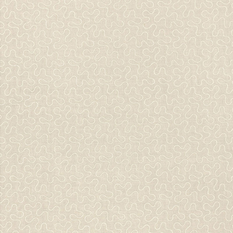Meander Embroidery fabric in linen color - pattern number 67601 - by Schumacher in the Au Naturel 2 collection