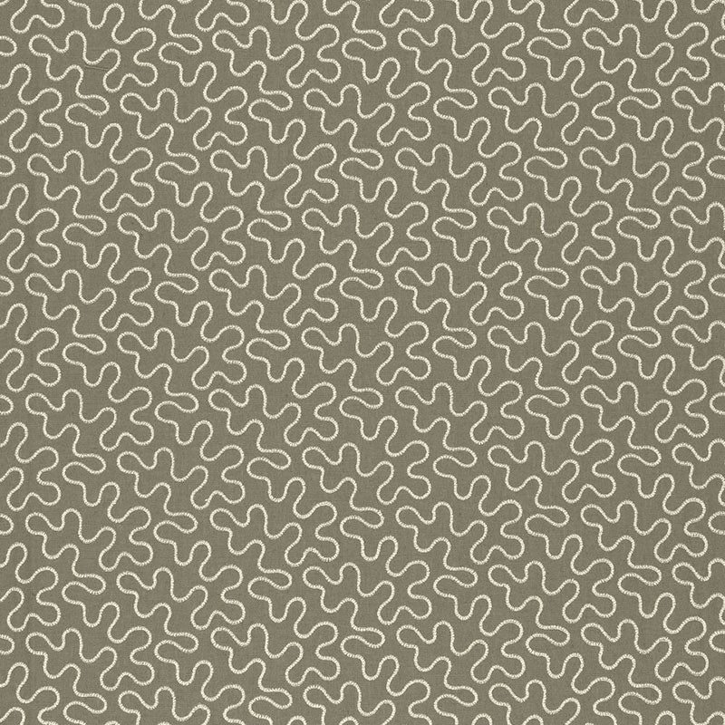 Meander Embroidery fabric in peat color - pattern number 67602 - by Schumacher in the Au Naturel collection