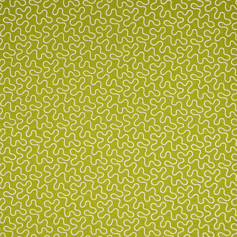 Meander Embroidery fabric in leaf color - pattern number 67604 - by Schumacher in the Happy Together collection