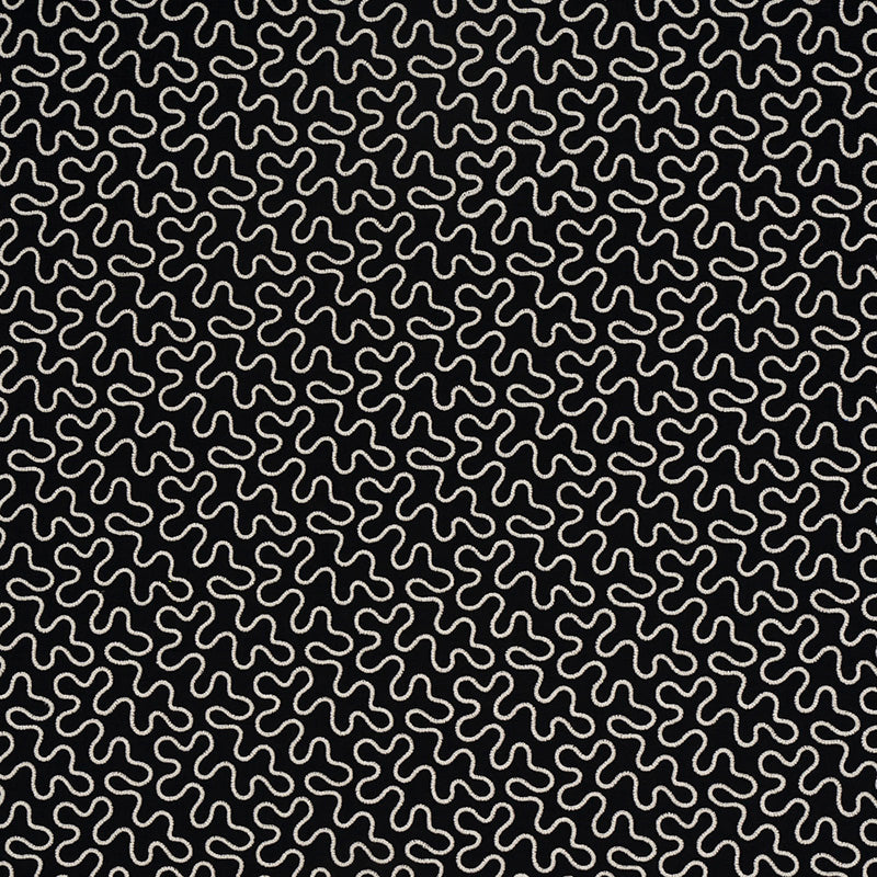 Meander Embroidery fabric in black color - pattern number 67605 - by Schumacher in the Happy Together collection
