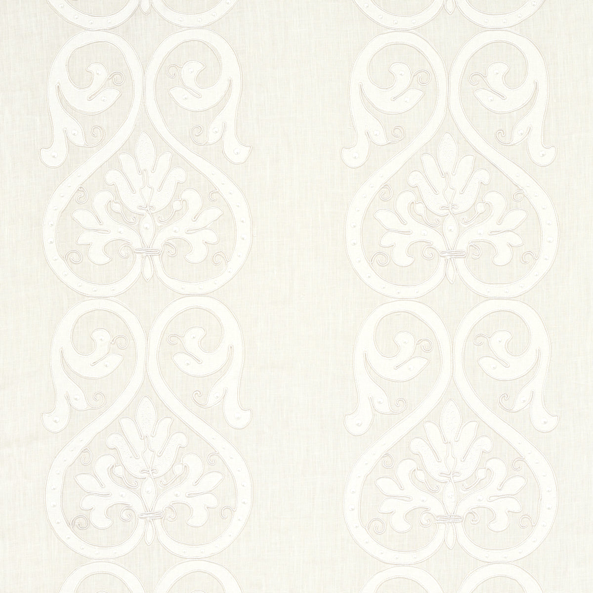 Medici Embroidered Sheer fabric in blanc color - pattern number 67640 - by Schumacher in the Essentials: Sheers &amp; Casements collection