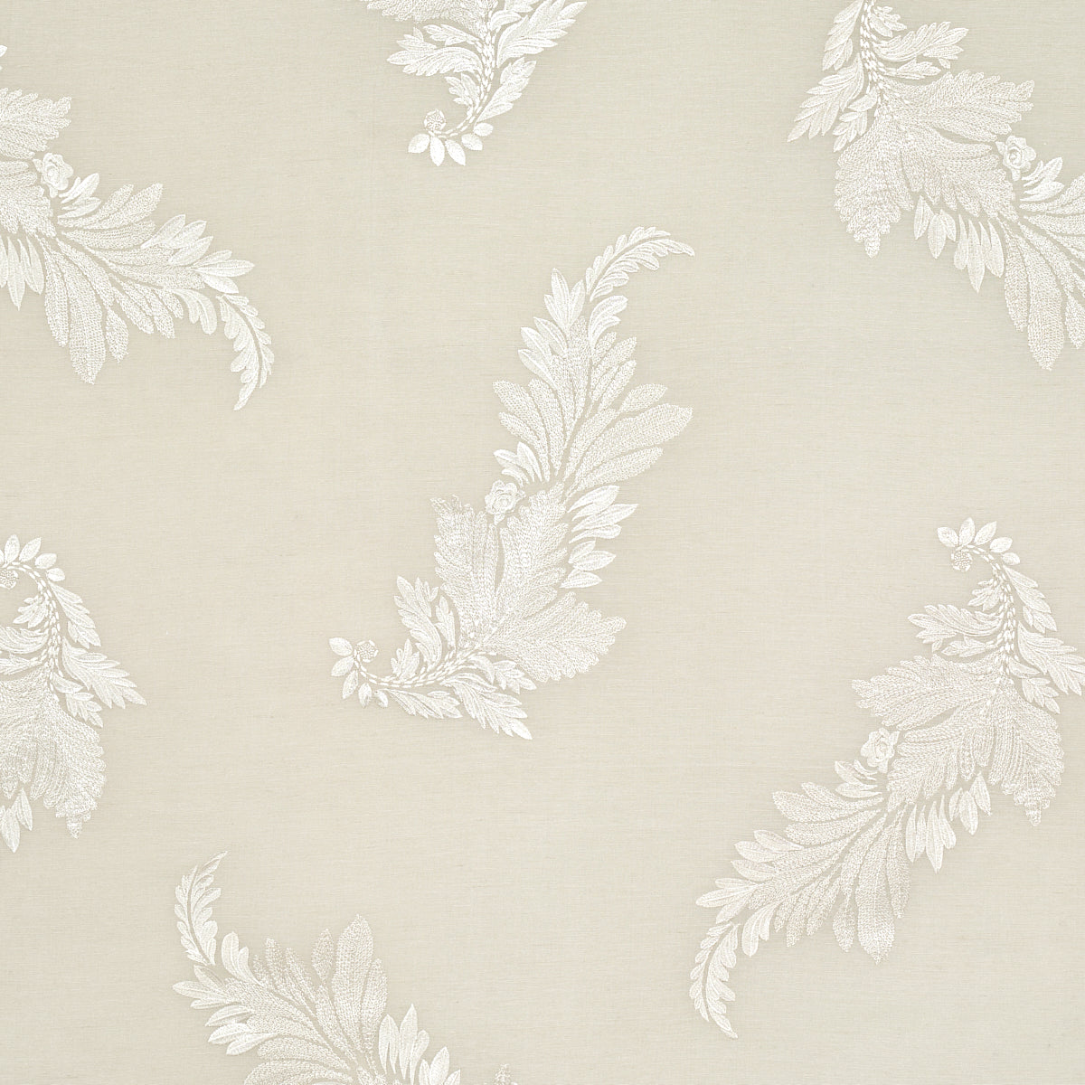 Contessa Embroidered Sheer fabric in pearl color - pattern number 67711 - by Schumacher in the Couture collection