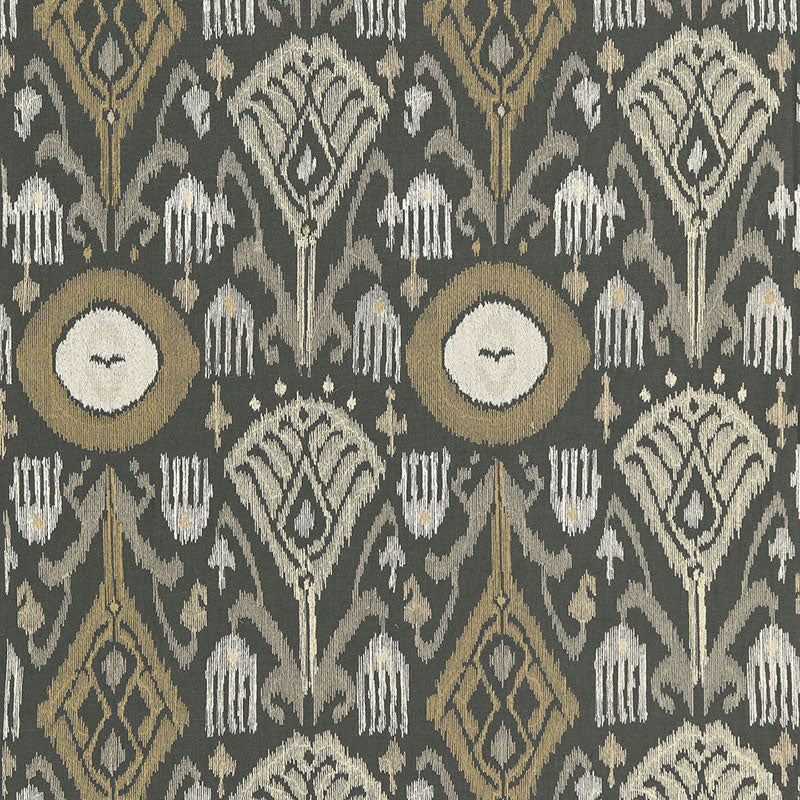 Turkestan Embroidery fabric in charcoal color - pattern number 67871 - by Schumacher in the Au Naturel collection