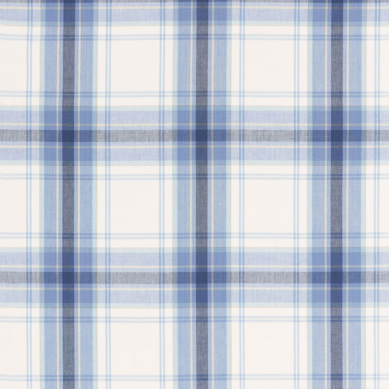 St Martin Plaid fabric in cornflower color - pattern number 68072 - by Schumacher in the Calypso collection