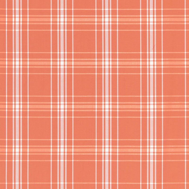 Belize Plaid fabric in orange color - pattern number 68093 - by Schumacher in the Calypso collection