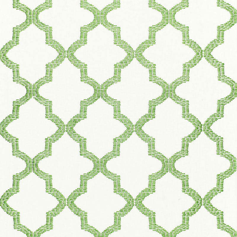 Tangier Embroidery fabric in grass color - pattern number 68341 - by Schumacher in the Chroma collection