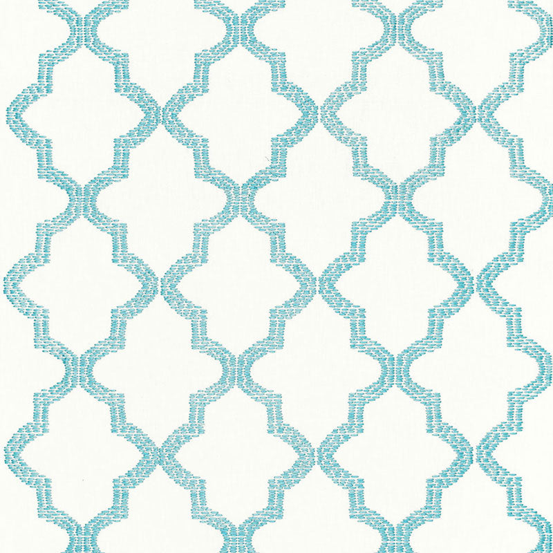 Tangier Embroidery fabric in caribbean color - pattern number 68342 - by Schumacher in the Chroma collection