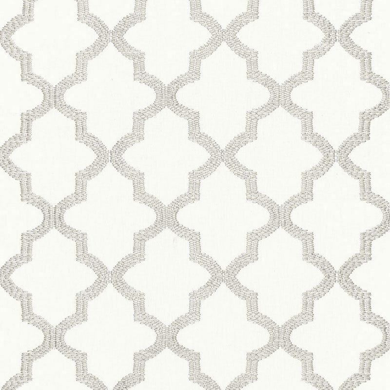 Tangier Embroidery fabric in silver color - pattern number 68343 - by Schumacher in the Chroma collection