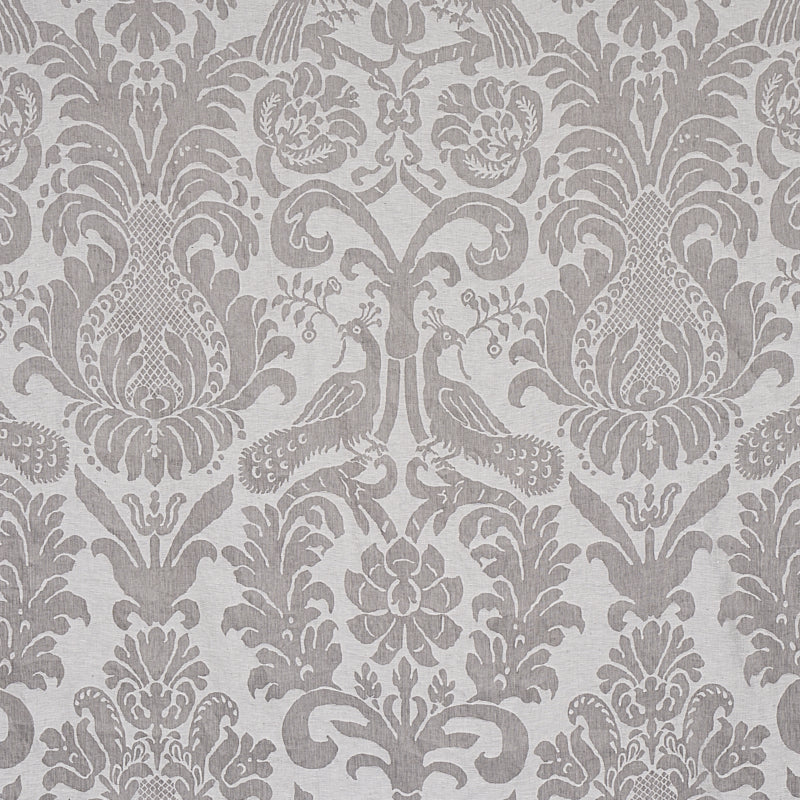 Anna Damask fabric in grey color - pattern number 68436 - by Schumacher in the New Traditional collection