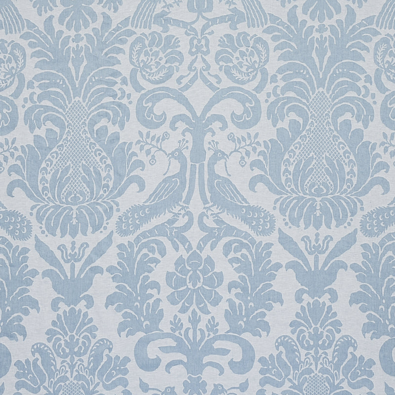 Anna Damask fabric in soft blue color - pattern number 68437 - by Schumacher in the New Traditional collection