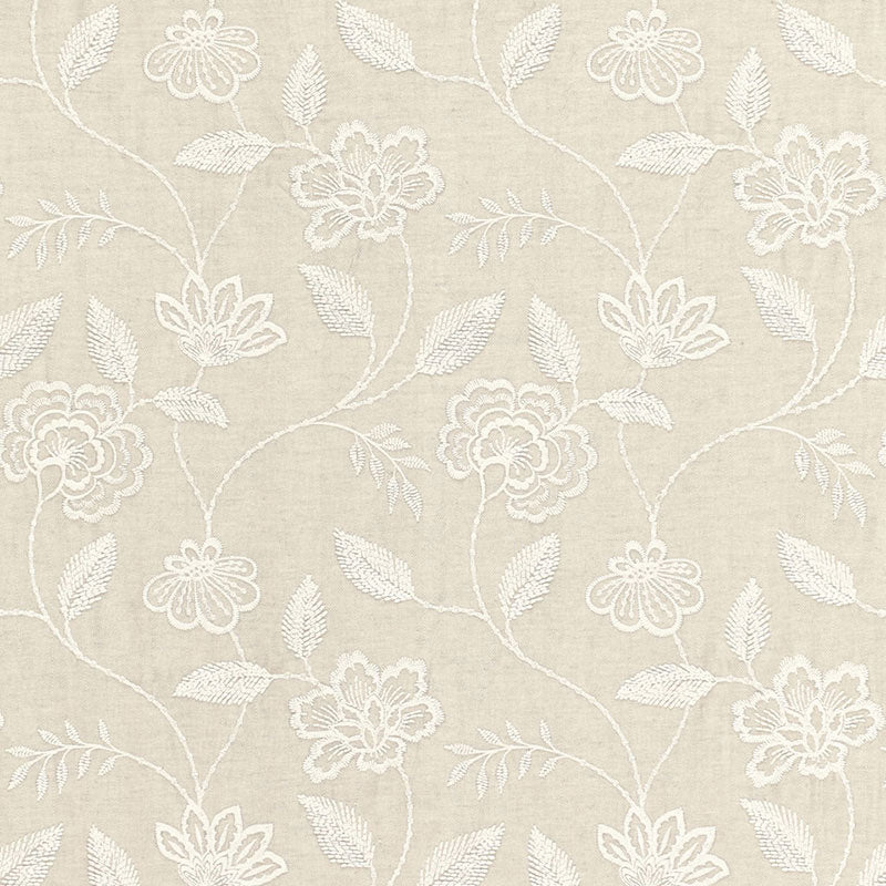 Penelope Embroidery fabric in linen color - pattern number 68761 - by Schumacher in the Chroma collection