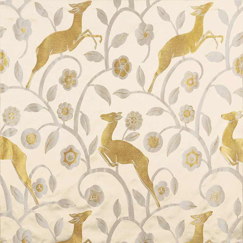 Les Gazelles Au Bois fabric in ecru color - pattern number 68911 - by Schumacher in the 125th Anniversary collection