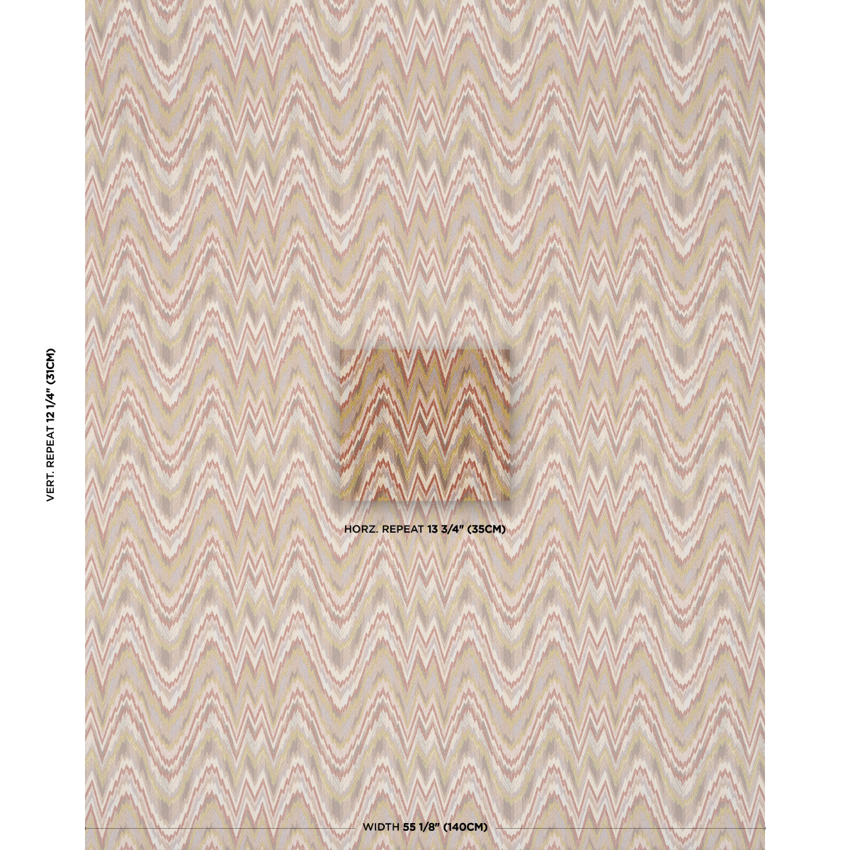 Valkyrie Flame Stitch fabric in terracotta hills color - pattern number 68943 - by Schumacher in the Atelier Paris collection