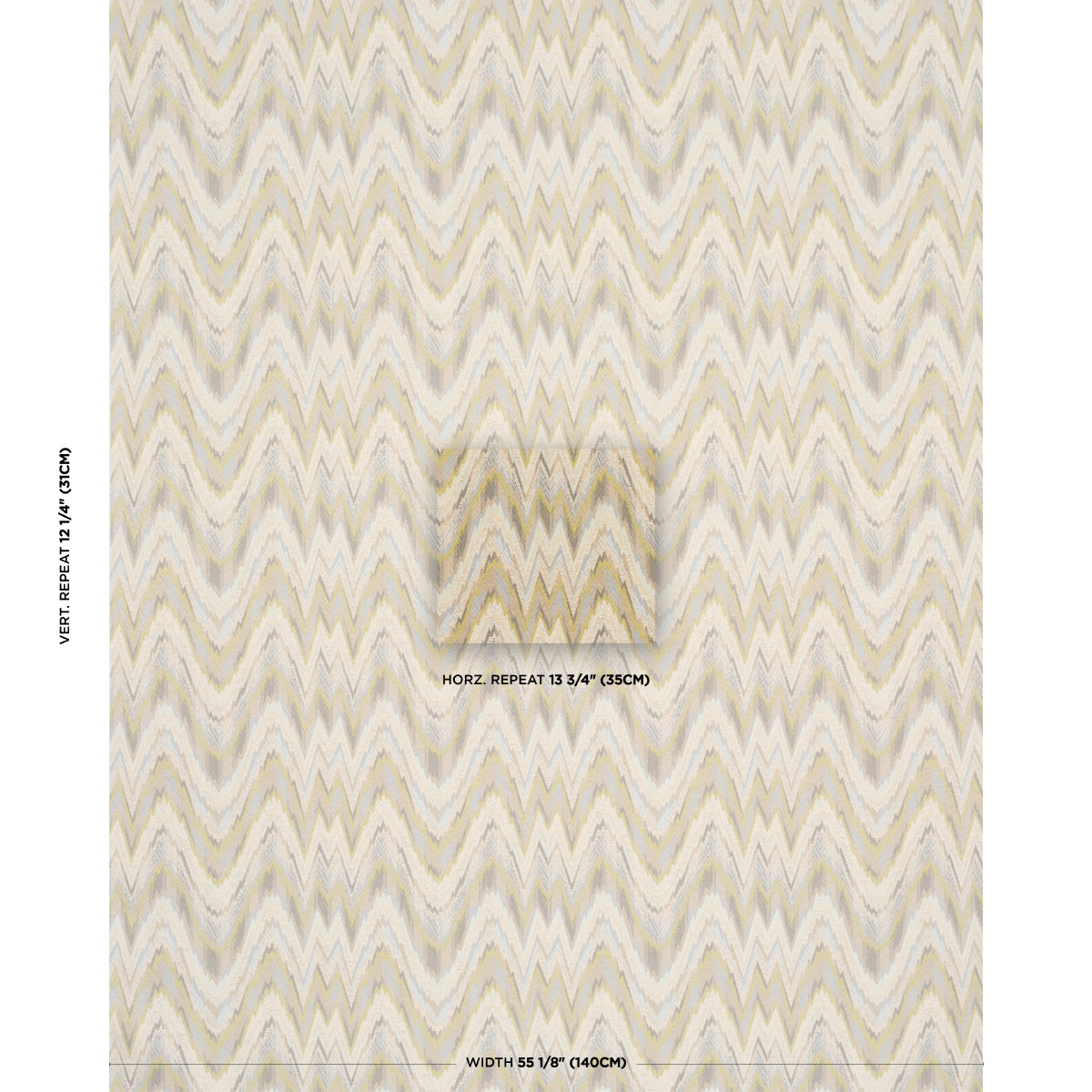 Valkyrie Flame Stitch fabric in lemon sage color - pattern number 68944 - by Schumacher in the Atelier Paris collection