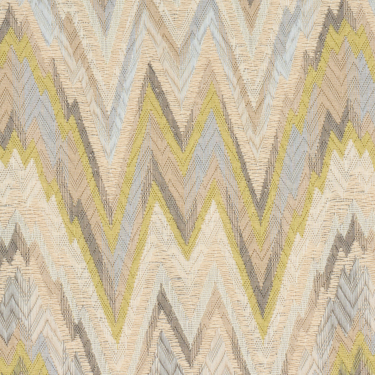 Valkyrie Flame Stitch fabric in lemon sage color - pattern number 68944 - by Schumacher in the Atelier Paris collection