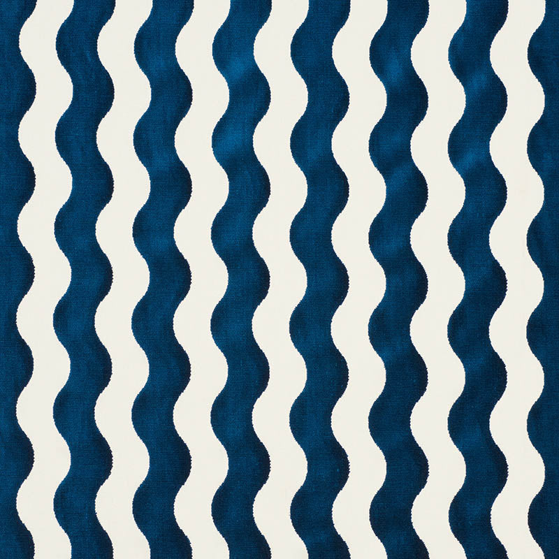The Wave Velvet fabric in navy color - pattern number 69423 - by Schumacher in the Cut &amp; Patterned Velvets collection