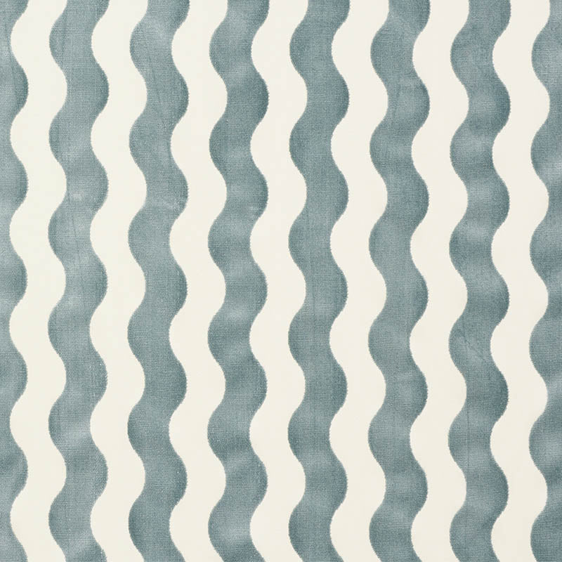 The Wave Velvet fabric in sky color - pattern number 69424 - by Schumacher in the Cut &amp; Patterned Velvets collection
