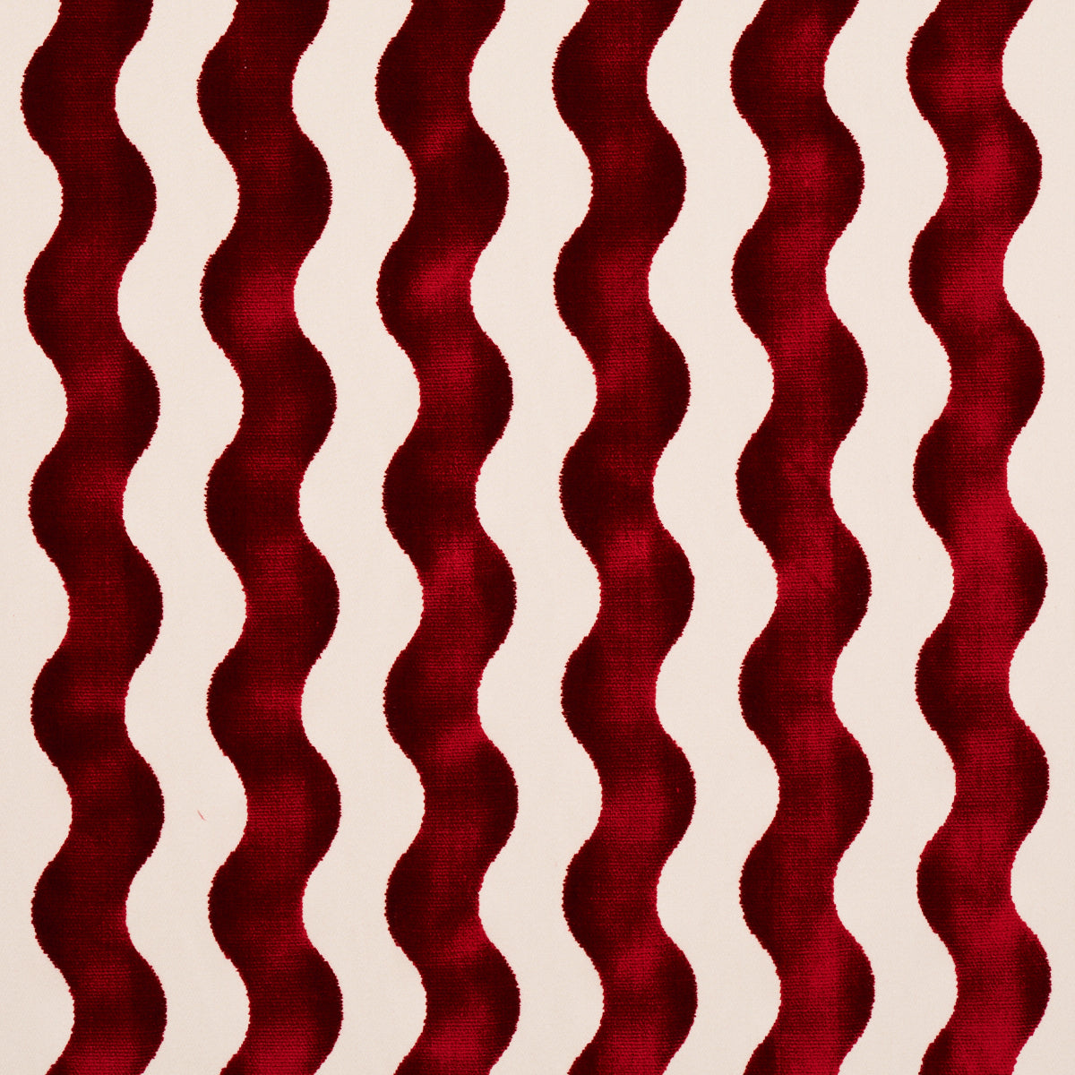 The Wave Velvet fabric in red color - pattern number 69427 - by Schumacher in the Miles Redd collection