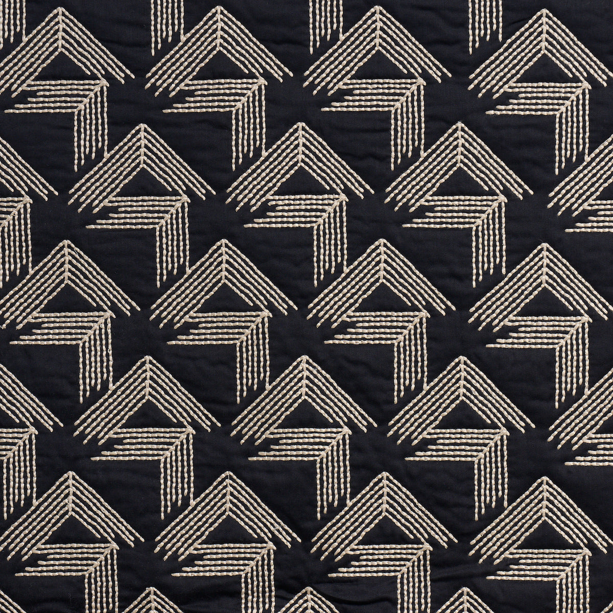 V Step fabric in black color - pattern number 69430 - by Schumacher in the Miles Redd collection