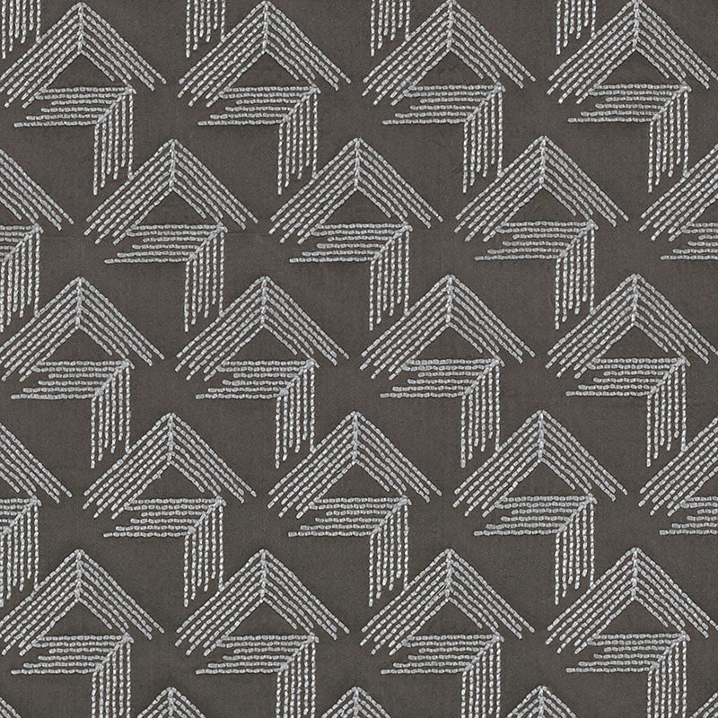 V Step fabric in charcoal color - pattern number 69433 - by Schumacher in the Miles Redd collection