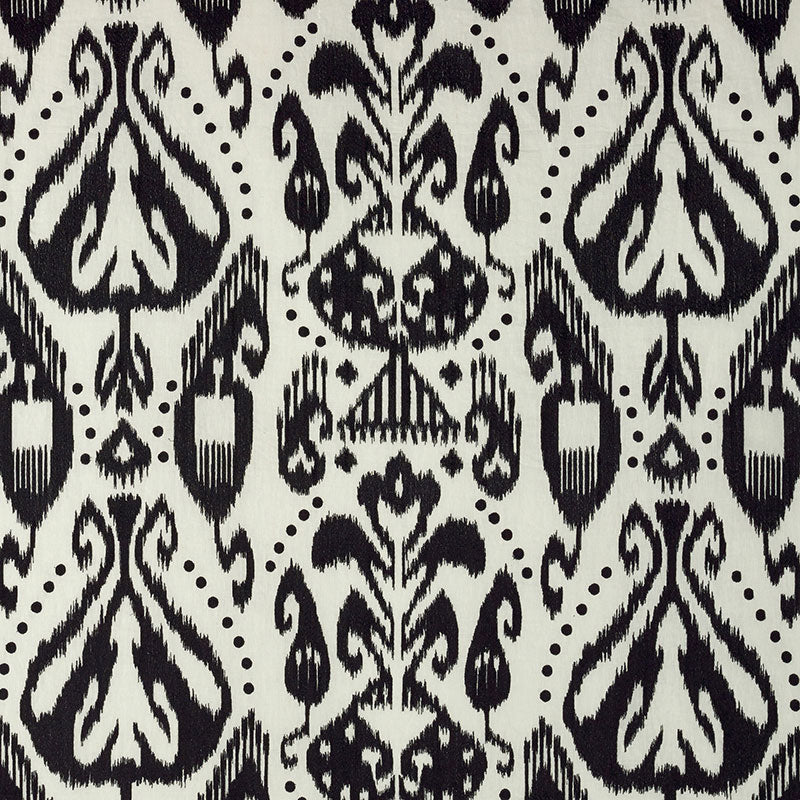 Kiva Embroidered Ikat fabric in raven color - pattern number 69482 - by Schumacher in the Ikat Collection collection