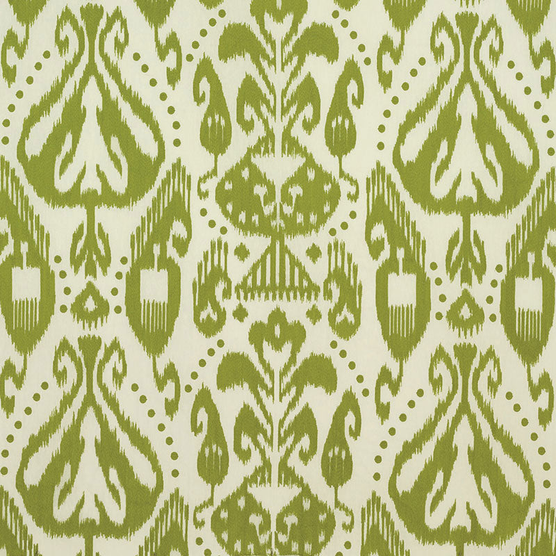 Kiva Embroidered Ikat fabric in grass color - pattern number 69483 - by Schumacher in the Ikat Collection collection