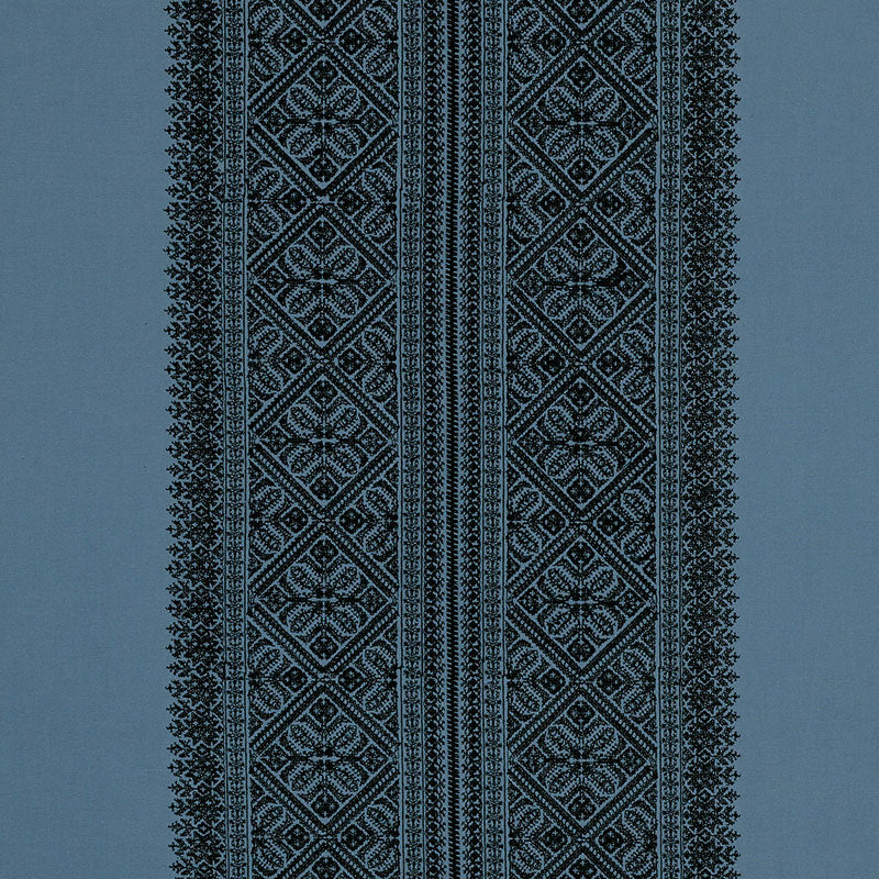 Toledo Embroidery fabric in midnight color - pattern number 69731 - by Schumacher in the Couture collection