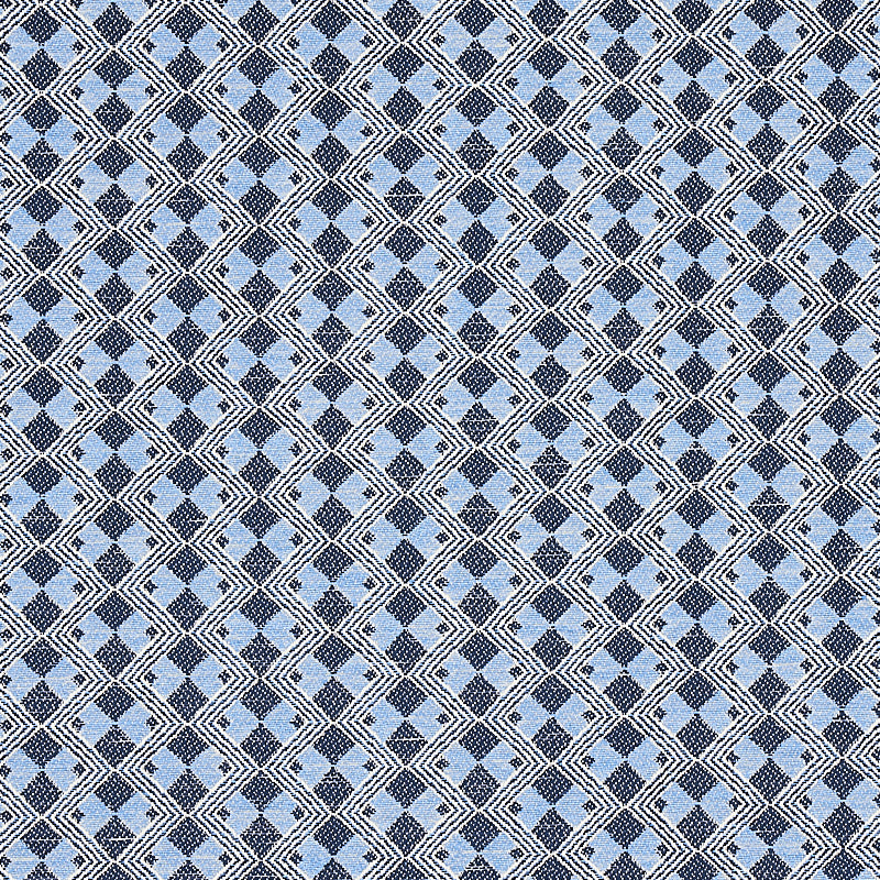 Huxley fabric in tile blue color - pattern number 69872 - by Schumacher in the Essentials: Small Scale Upholstery collection