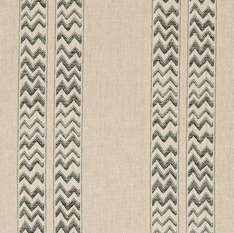 Kudu Stripe fabric in black color - pattern number 69970 - by Schumacher in the Tribal Chic collection