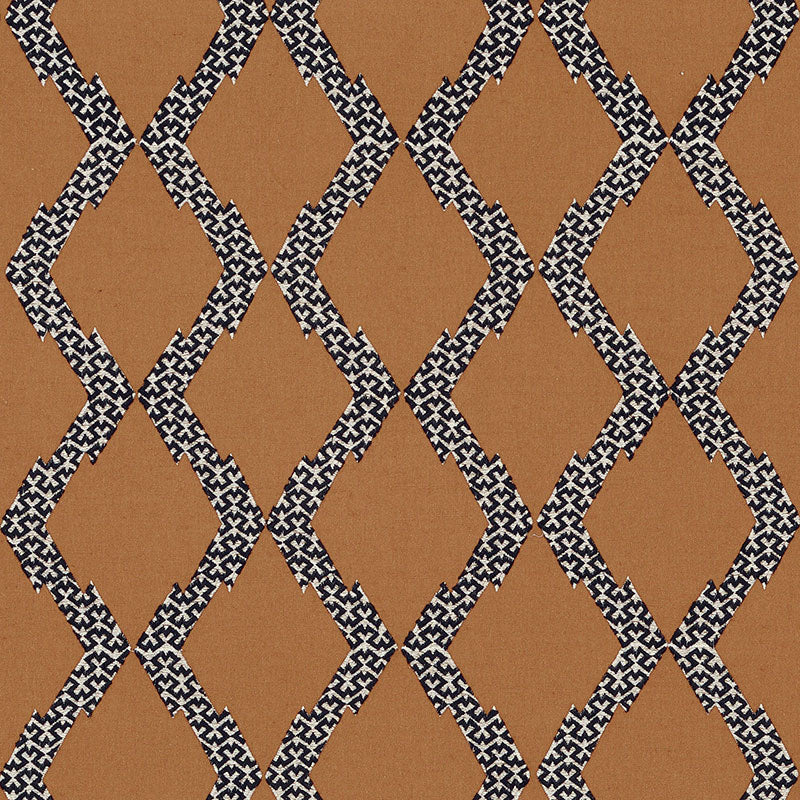 Topi Applique fabric in sienna color - pattern number 69991 - by Schumacher in the Tribal Chic collection