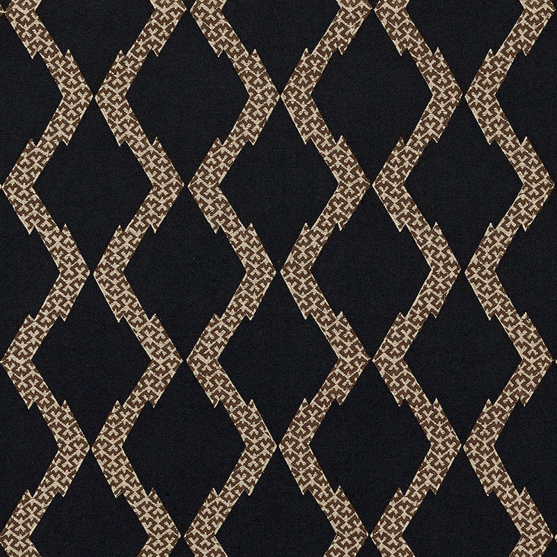 Topi Applique fabric in black color - pattern number 69992 - by Schumacher in the Tribal Chic collection