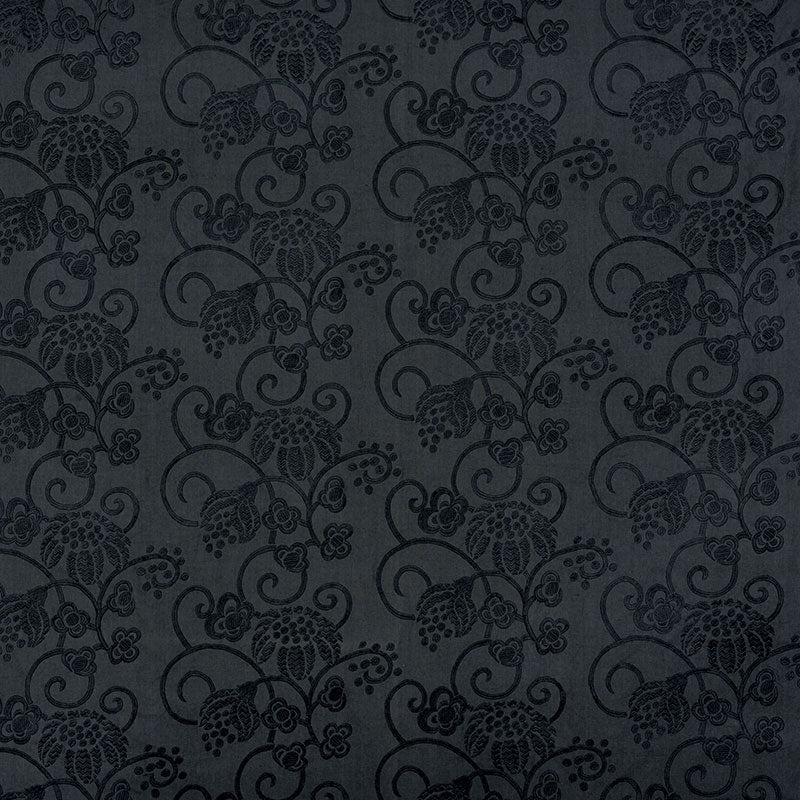 Calliope Embroidery fabric in black color - pattern number 70181 - by Schumacher in the Contemporary Embroideries collection