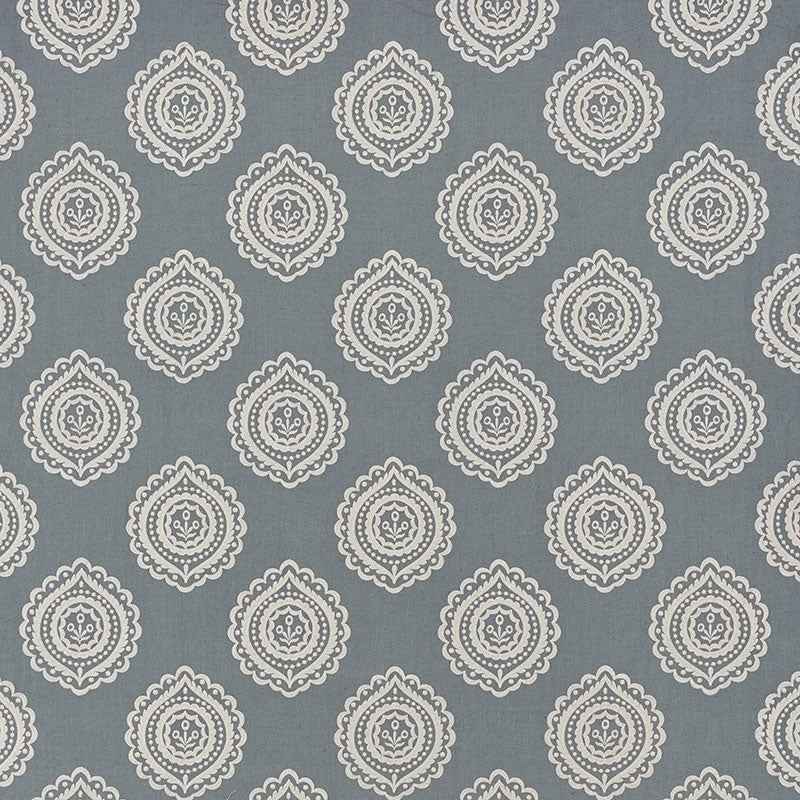 Olana Linen Embroidery fabric in slate color - pattern number 70201 - by Schumacher in the Contemporary Embroideries collection