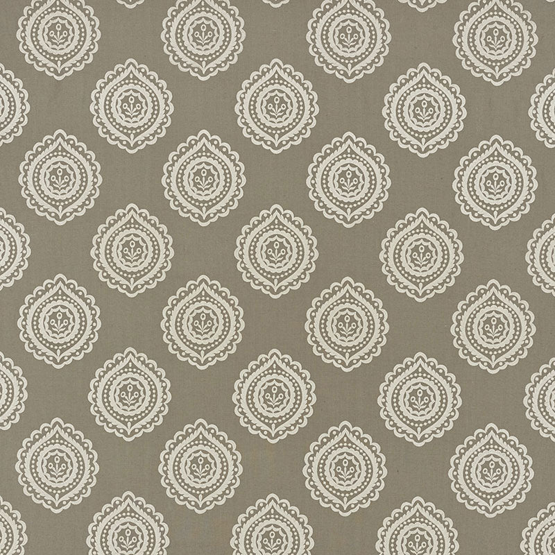 Olana Linen Embroidery fabric in stone color - pattern number 70202 - by Schumacher in the Contemporary Embroideries collection