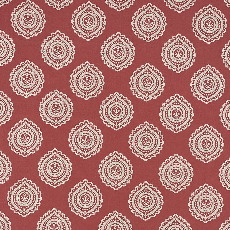 Olana Linen Embroidery fabric in tuscan red color - pattern number 70204 - by Schumacher in the Contemporary Embroideries collection