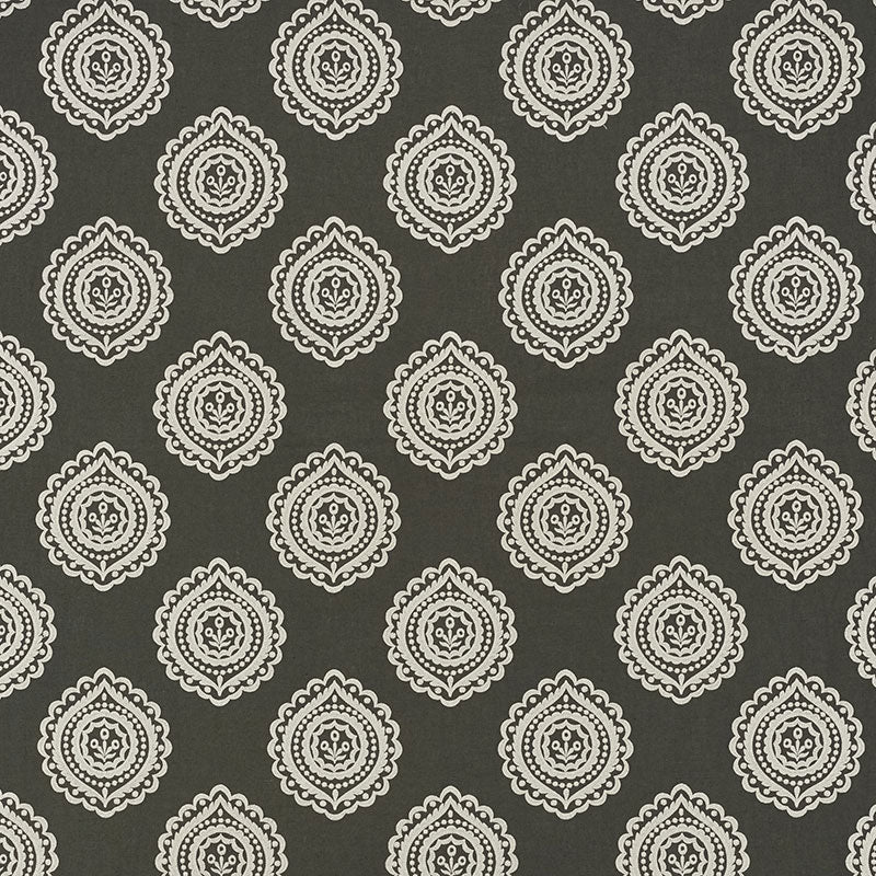 Olana Linen Embroidery fabric in graphite color - pattern number 70205 - by Schumacher in the Contemporary Embroideries collection