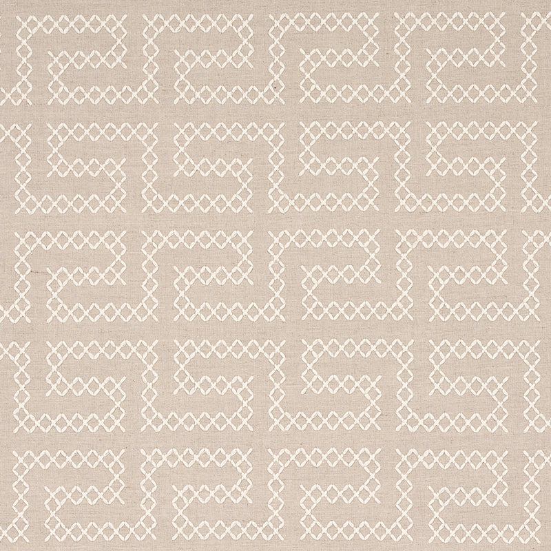 A Maze Embroidery fabric in sand color - pattern number 70231 - by Schumacher in the Contemporary Embroideries collection
