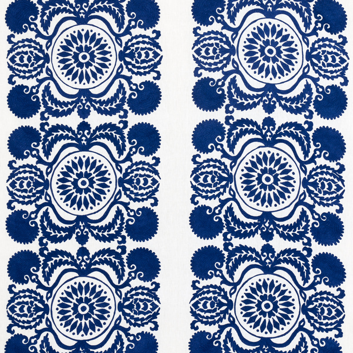 Castanet Embroidery fabric in cobalt color - pattern number 70260 - by Schumacher in the Contemporary Embroideries collection