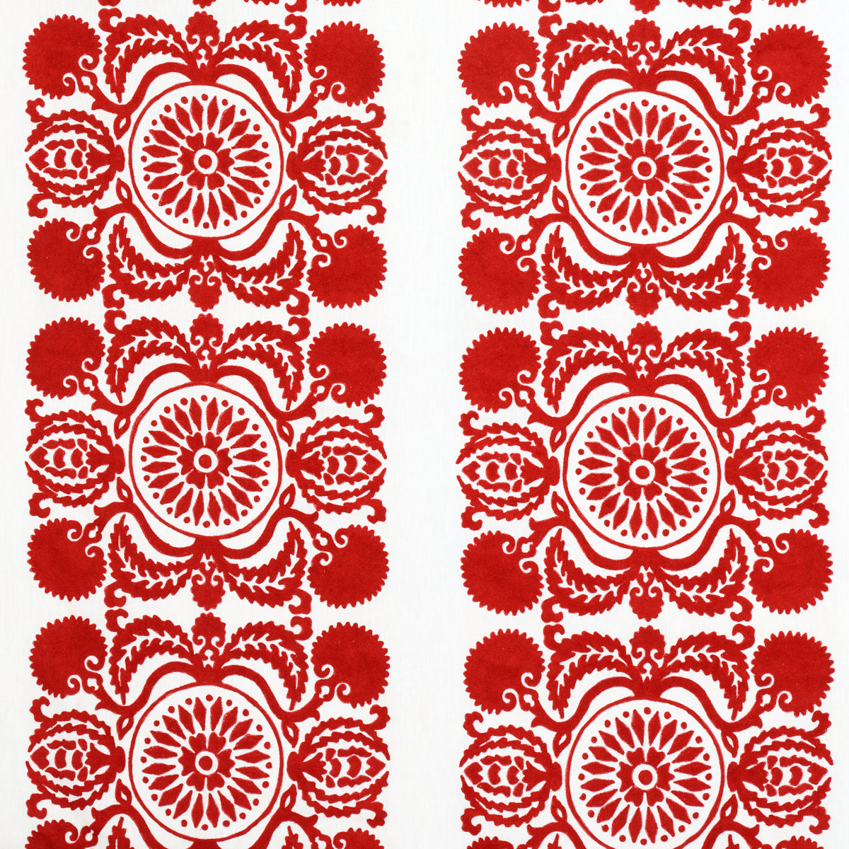Castanet Embroidery fabric in red color - pattern number 70261 - by Schumacher in the Contemporary Embroideries collection