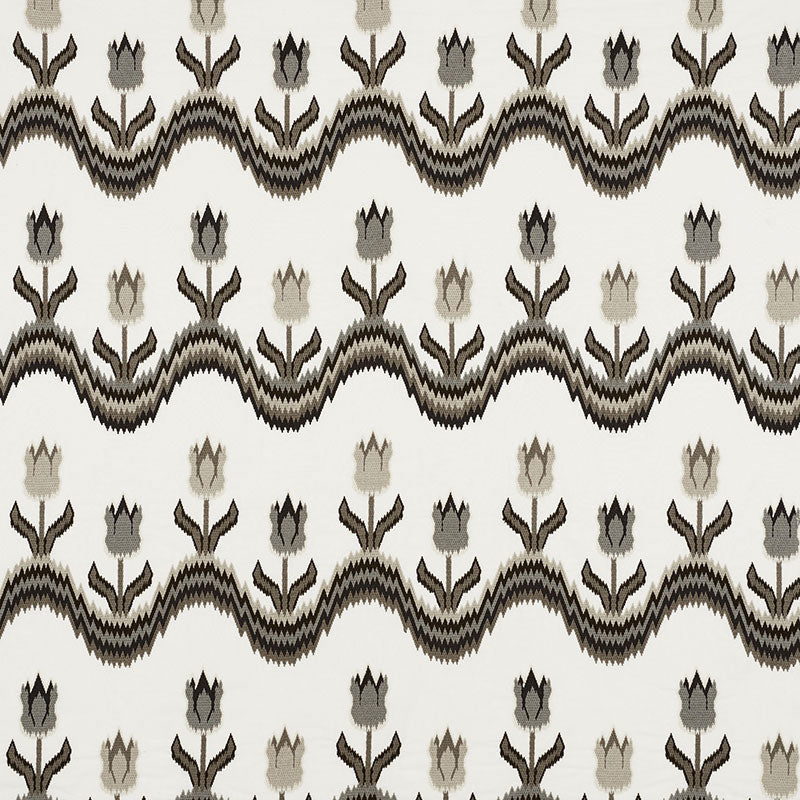 Tulip Flamestitch Embroidery fabric in quarry color - pattern number 70273 - by Schumacher in the Contemporary Embroideries collection