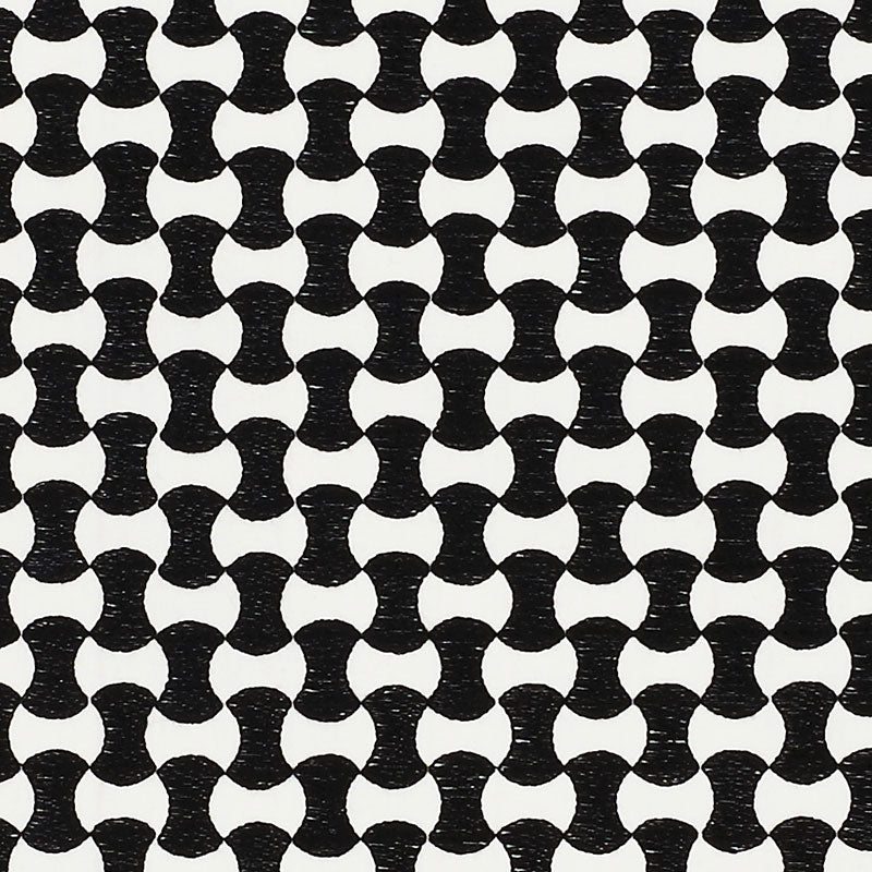 Nolita Embroidery fabric in black color - pattern number 70372 - by Schumacher in the New Wave: Black &amp; White collection