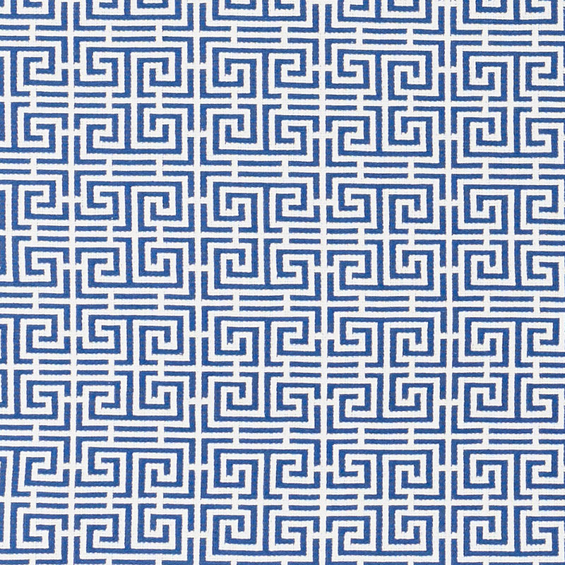Chinois Fret fabric in blue white color - pattern number 70561 - by Schumacher in the Essentials: Small Scale Upholstery collection
