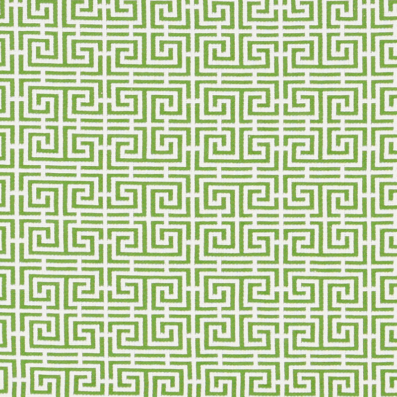 Chinois Fret fabric in green white color - pattern number 70562 - by Schumacher in the Essentials: Small Scale Upholstery collection