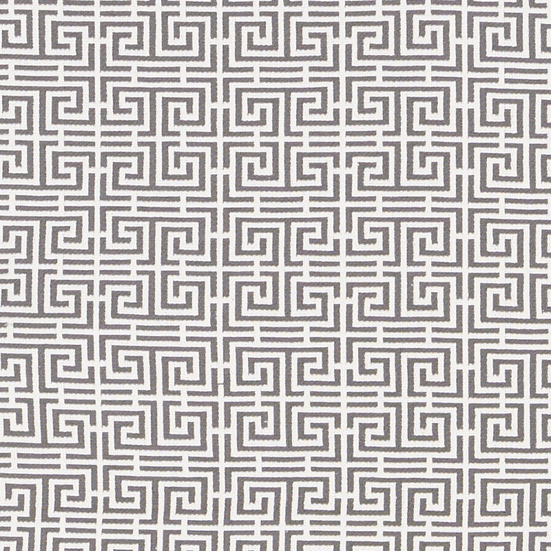 Chinois Fret fabric in grey white color - pattern number 70564 - by Schumacher in the Essentials: Small Scale Upholstery collection