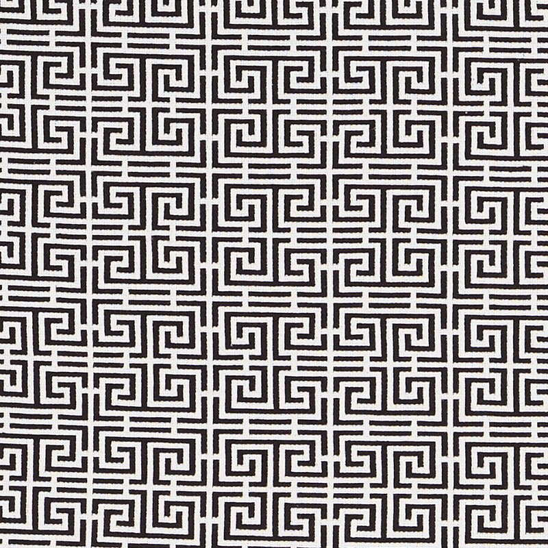 Chinois Fret fabric in black white color - pattern number 70565 - by Schumacher in the Essentials: Small Scale Upholstery collection
